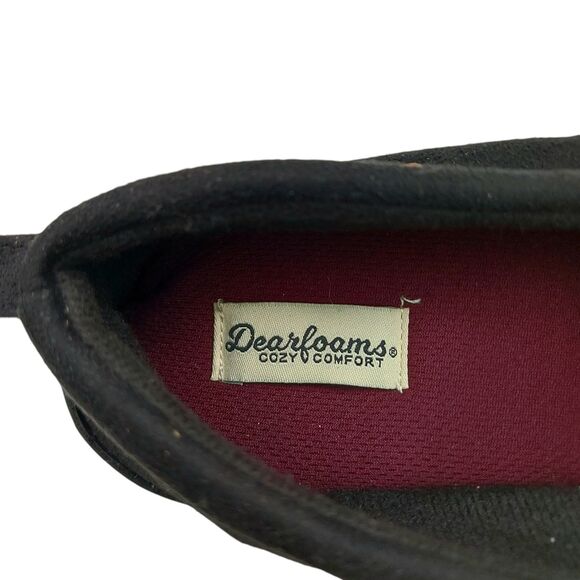 Dearfoams Clog Shoes Slippers Mens 9-10 Black Perforated Microsuede Moc Toe Cozy - Picture 11 of 12